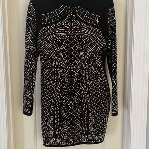 Banjul Black and Gold Embellished Bodycon Dress